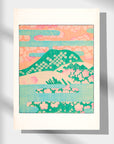 Paysage printanier avec collines et fleurs – Motif japonais Shin Bijutsukai