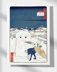 dog stealing a workman's meal from a snow Daruma - Japonica Graphic