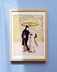 Lovers Beneath an Umbrella in the Snow - Japonica Graphic