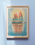 Sailboat, morning fog - Japonica Graphic