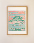 Paysage printanier avec collines et fleurs – Motif japonais Shin Bijutsukai