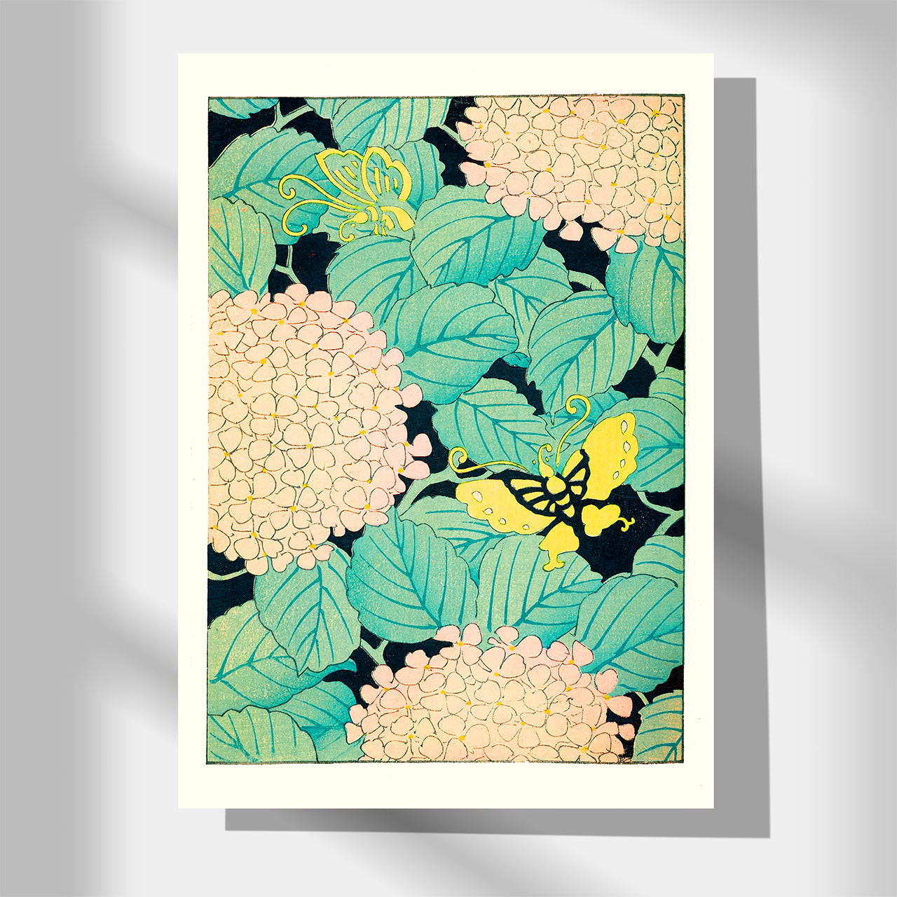 Hydrangeas and Butterflies – Shin Bijutsukai Japanese Pattern Print