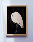 Egret in the rain - Japonica Graphic