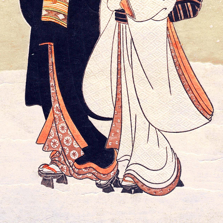 Lovers Beneath an Umbrella in the Snow - Japonica Graphic