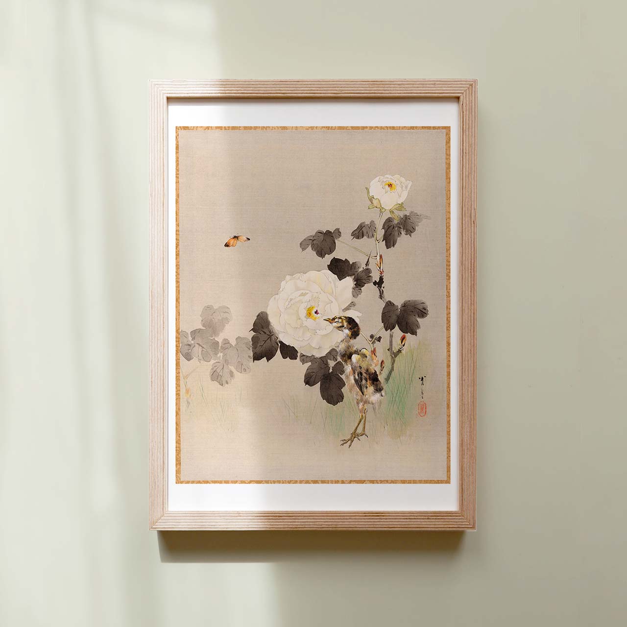 Peonies and young bird - Japonica Graphic