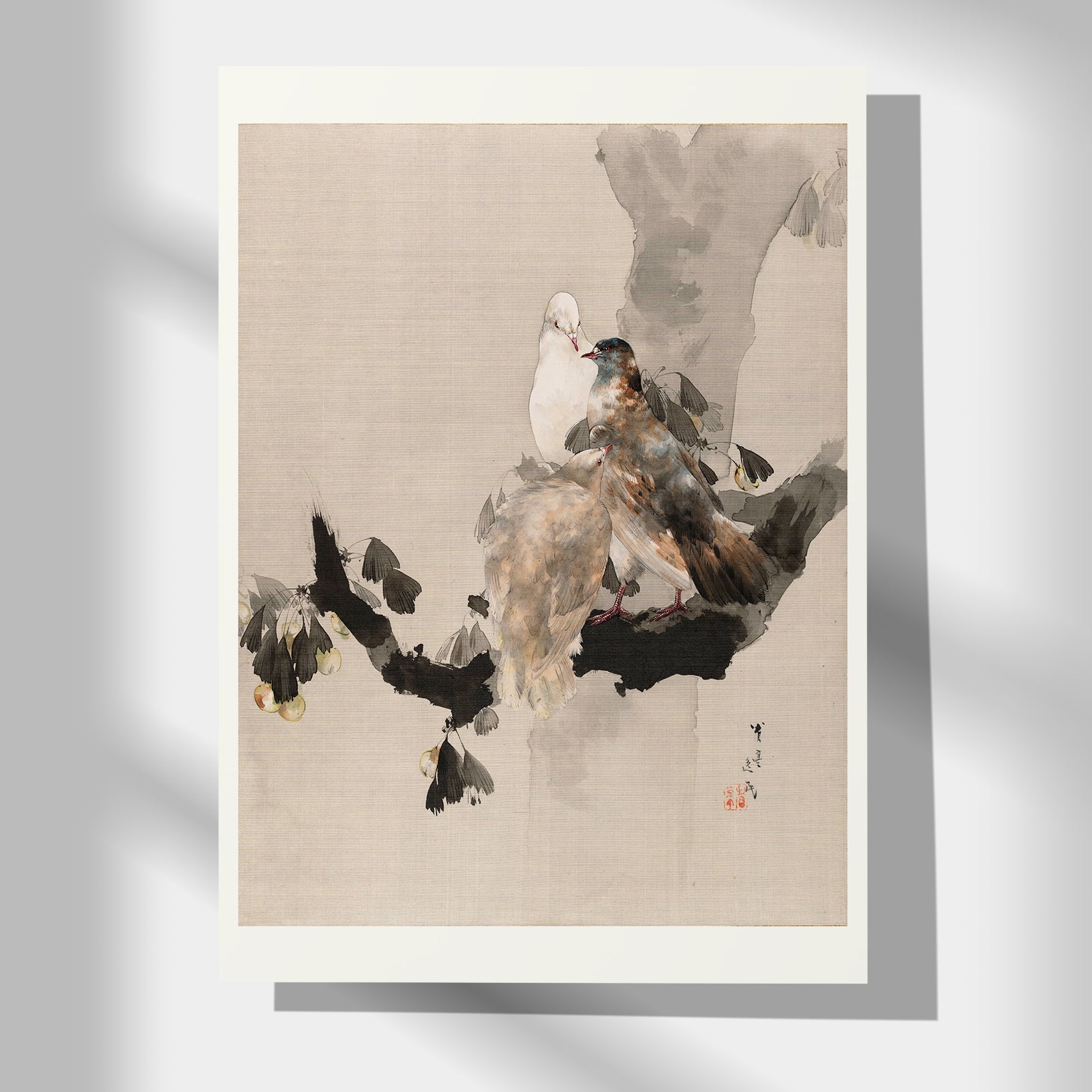 Pigeons in a Tree - Japonica Graphic