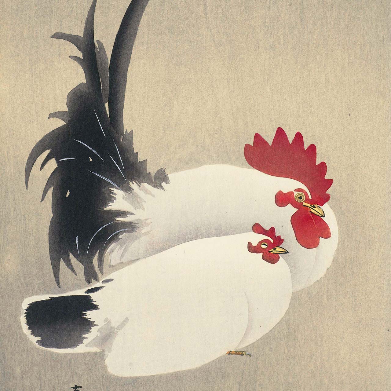 Rooster and Hen - Japonica Graphic
