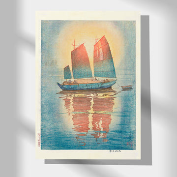 Sailboat, morning fog - Japonica Graphic