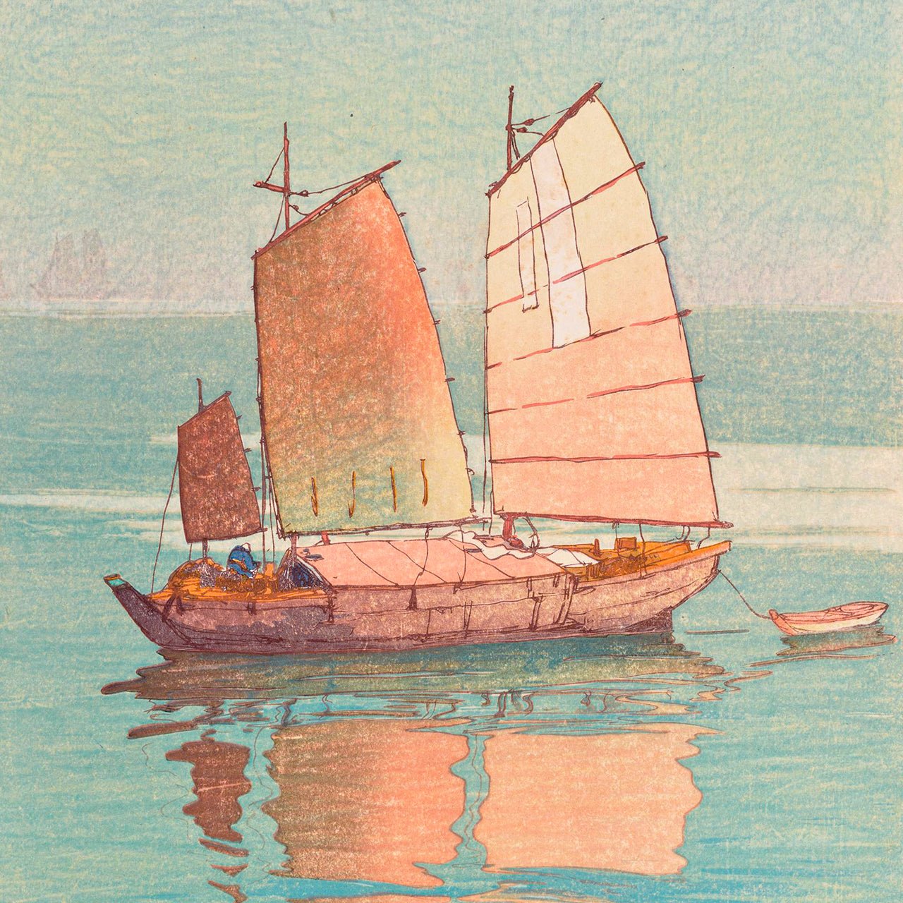 Sailboat, setting sun - Japonica Graphic