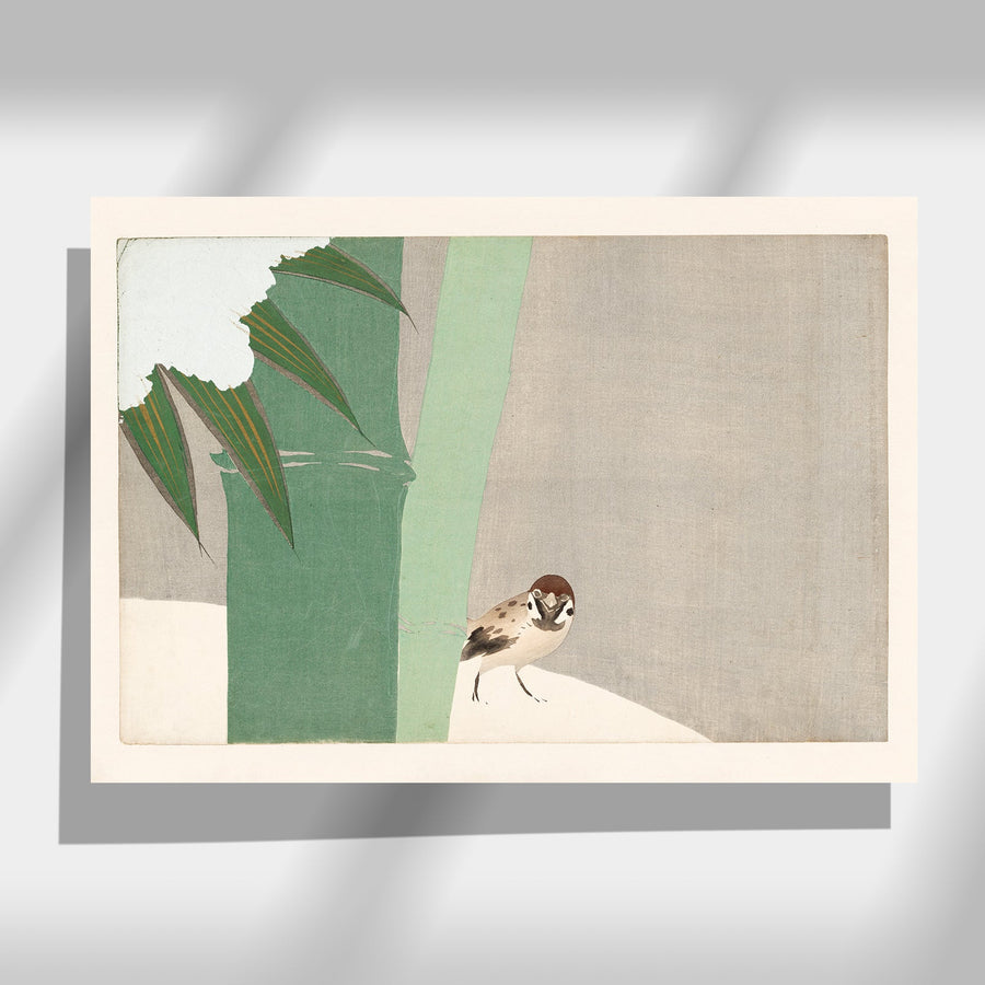 Sparrow and Bamboo in Snow - Japonica Graphic