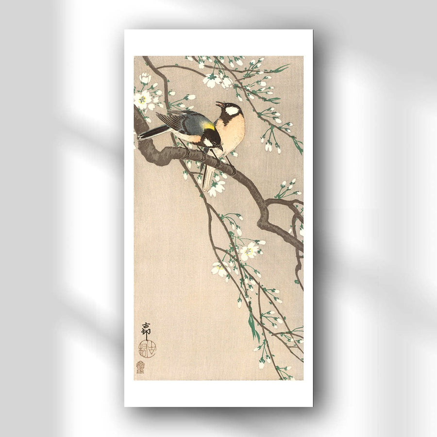Tits on Cherry Branch - Japonica Graphic