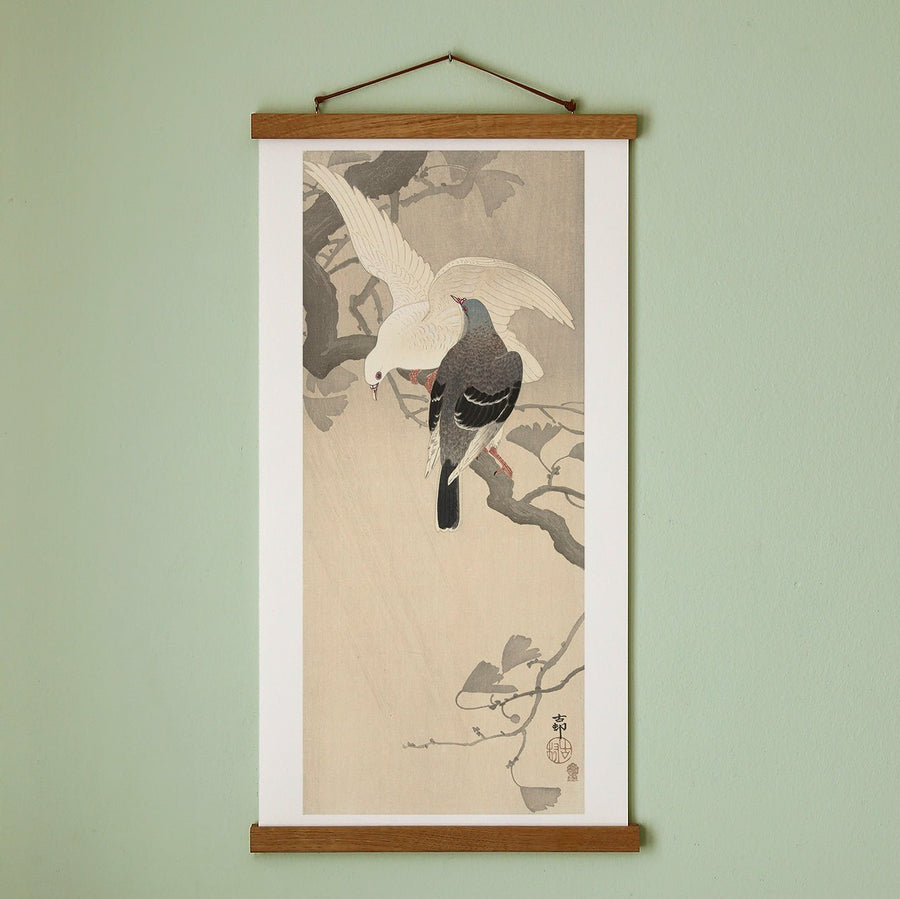 Two doves on a branch - Japonica Graphic